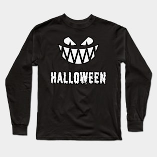 Halloween Fright & Lettering (Jack O’Lantern / Smile / Teeth / White) Long Sleeve T-Shirt